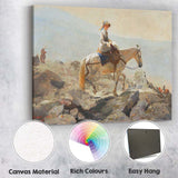 Lady Riding White Horse Along Rocky Coastal Shore Painting Canvas Wall Art Print Decor Picture Ready to Hang
