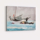 Fishing Boat And Dinghy On Calm Turquoise Sea Watercolour Canvas Wall Art Print Decor Picture Ready to Hang