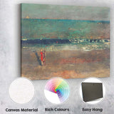 Peaceful Beach Seascape With Coastal Figures At Dusk Canvas Wall Art Print Decor Picture Ready to Hang