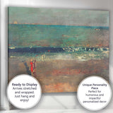 Peaceful Beach Seascape With Coastal Figures At Dusk Canvas Wall Art Print Decor Picture Ready to Hang