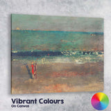 Peaceful Beach Seascape With Coastal Figures At Dusk Canvas Wall Art Print Decor Picture Ready to Hang