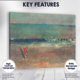 Peaceful Beach Seascape With Coastal Figures At Dusk Canvas Wall Art Print Decor Picture Ready to Hang