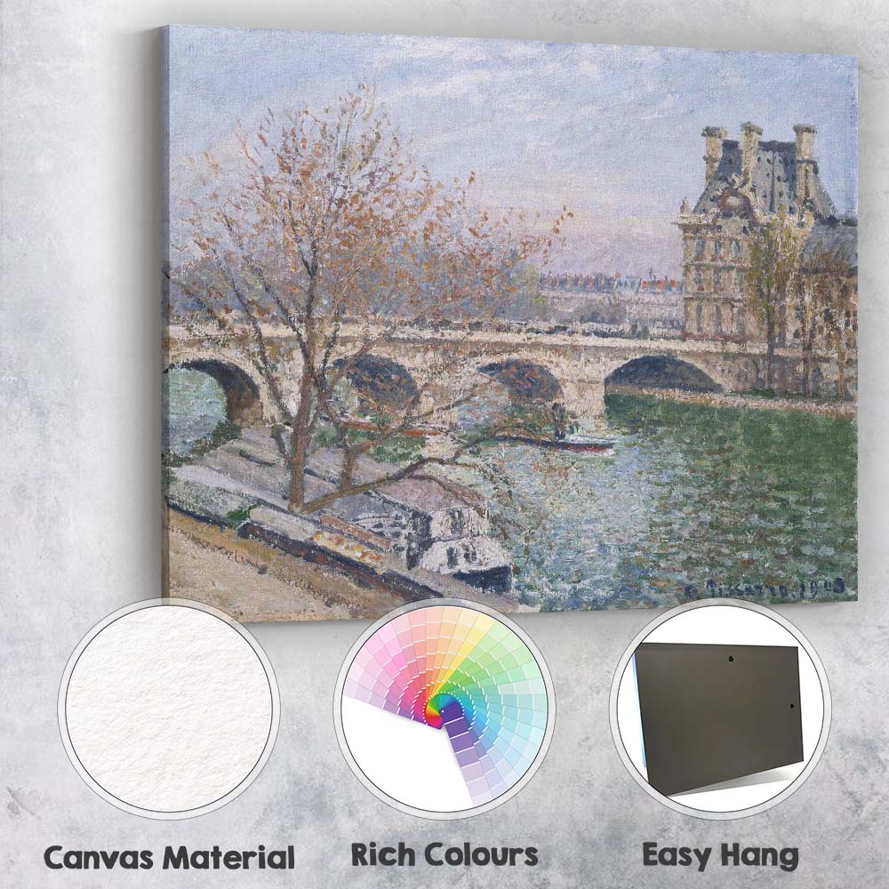 Autumn Riverside Stone Bridge French Impressionist Scene Canvas Wall Art Print Decor Picture Ready to Hang