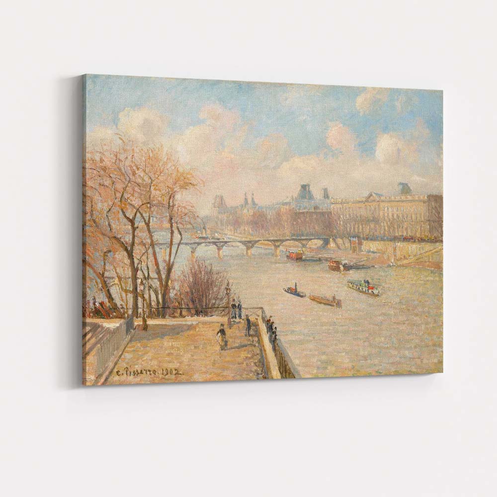 Paris Riverside Promenade Impressionist Urban Landscape Canvas Wall Art Print Decor Picture Ready to Hang