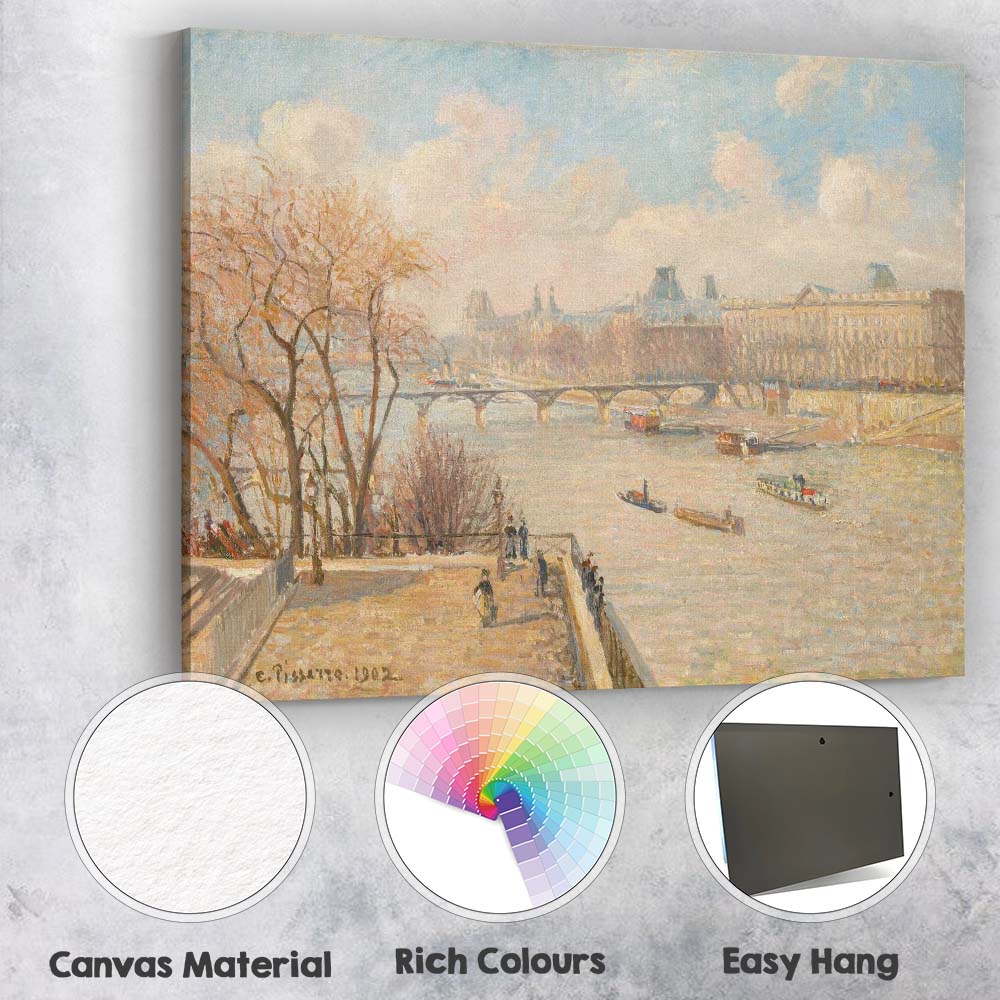 Paris Riverside Promenade Impressionist Urban Landscape Canvas Wall Art Print Decor Picture Ready to Hang