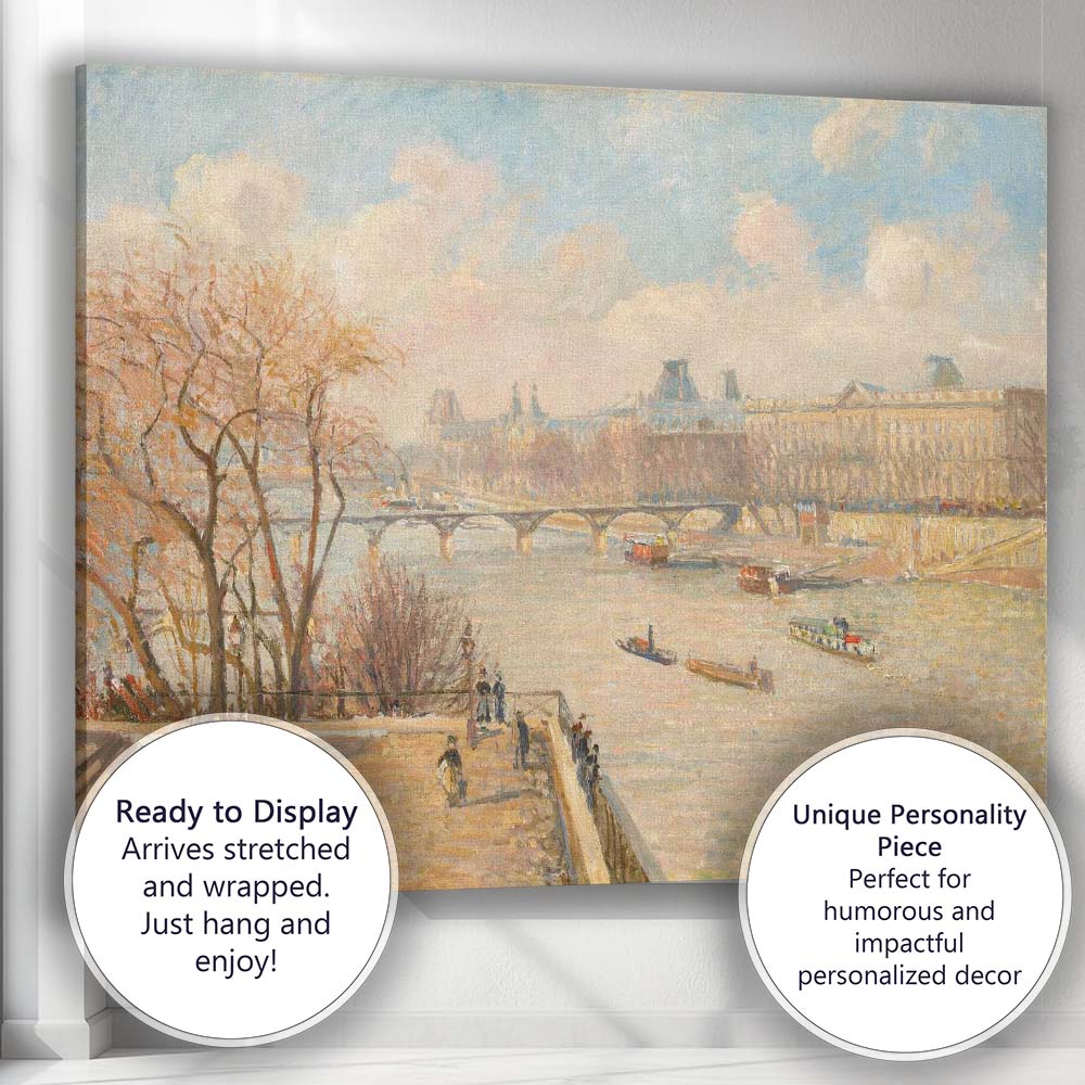 Paris Riverside Promenade Impressionist Urban Landscape Canvas Wall Art Print Decor Picture Ready to Hang