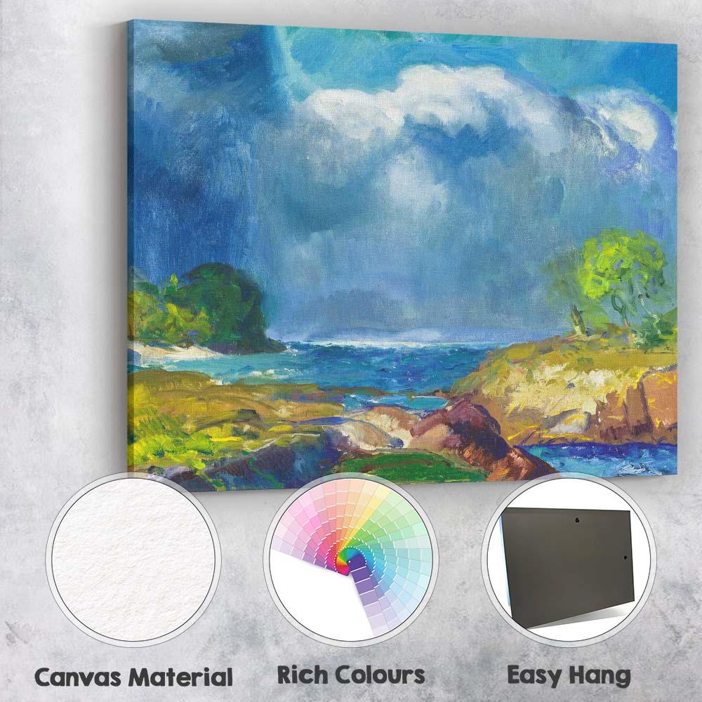 Dramatic Coastal Storm Seascape Expressive Oil Painting Canvas Wall Art Print Decor Picture Ready to Hang