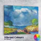 Dramatic Coastal Storm Seascape Expressive Oil Painting Canvas Wall Art Print Decor Picture Ready to Hang