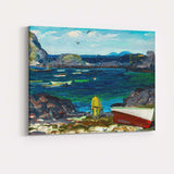 Vivid Blue Harbour Fishing Boats Coastal Landscape Canvas Wall Art Print Decor Picture Ready to Hang