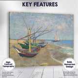 Colourful Fishing Boats Sandy Beach Seaside Painting Canvas Wall Art Print Decor Picture Ready to Hang