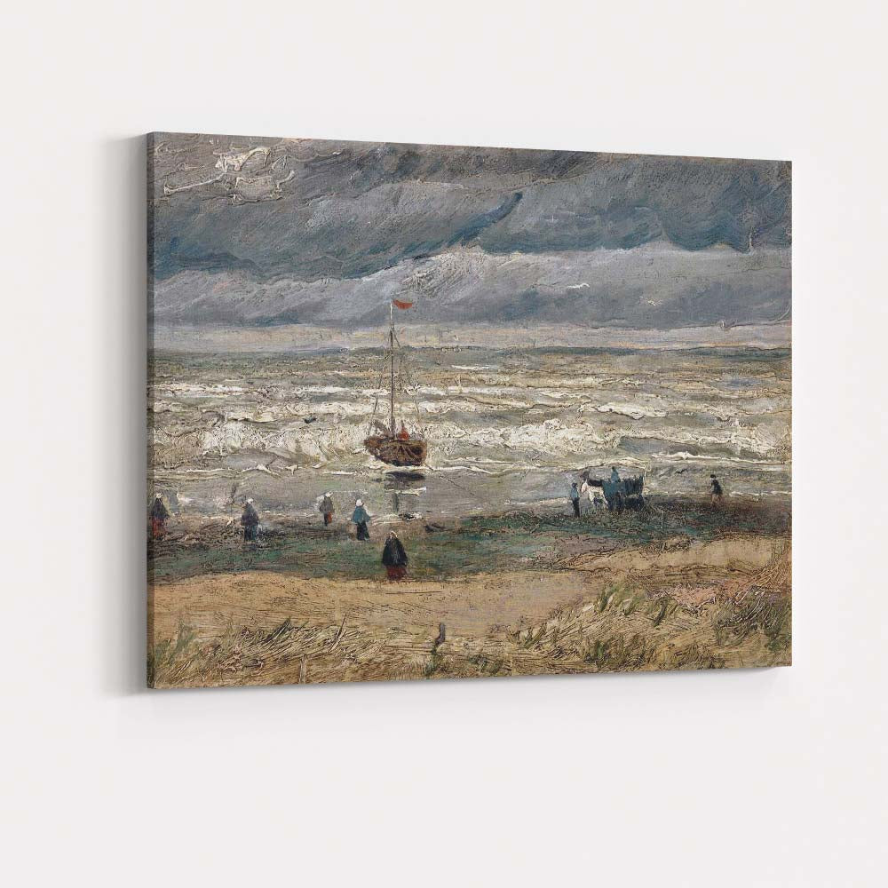Stormy Coastal Fishing Boat Textured Seascape Impressionist Canvas Wall Art Print Decor Picture Ready to Hang