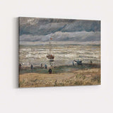 Stormy Coastal Fishing Boat Textured Seascape Impressionist Canvas Wall Art Print Decor Picture Ready to Hang