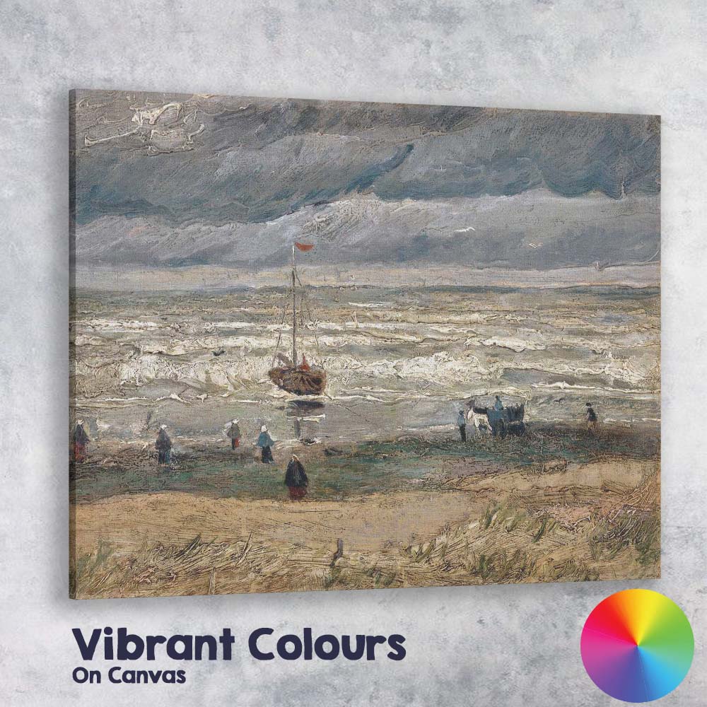 Stormy Coastal Fishing Boat Textured Seascape Impressionist Canvas Wall Art Print Decor Picture Ready to Hang