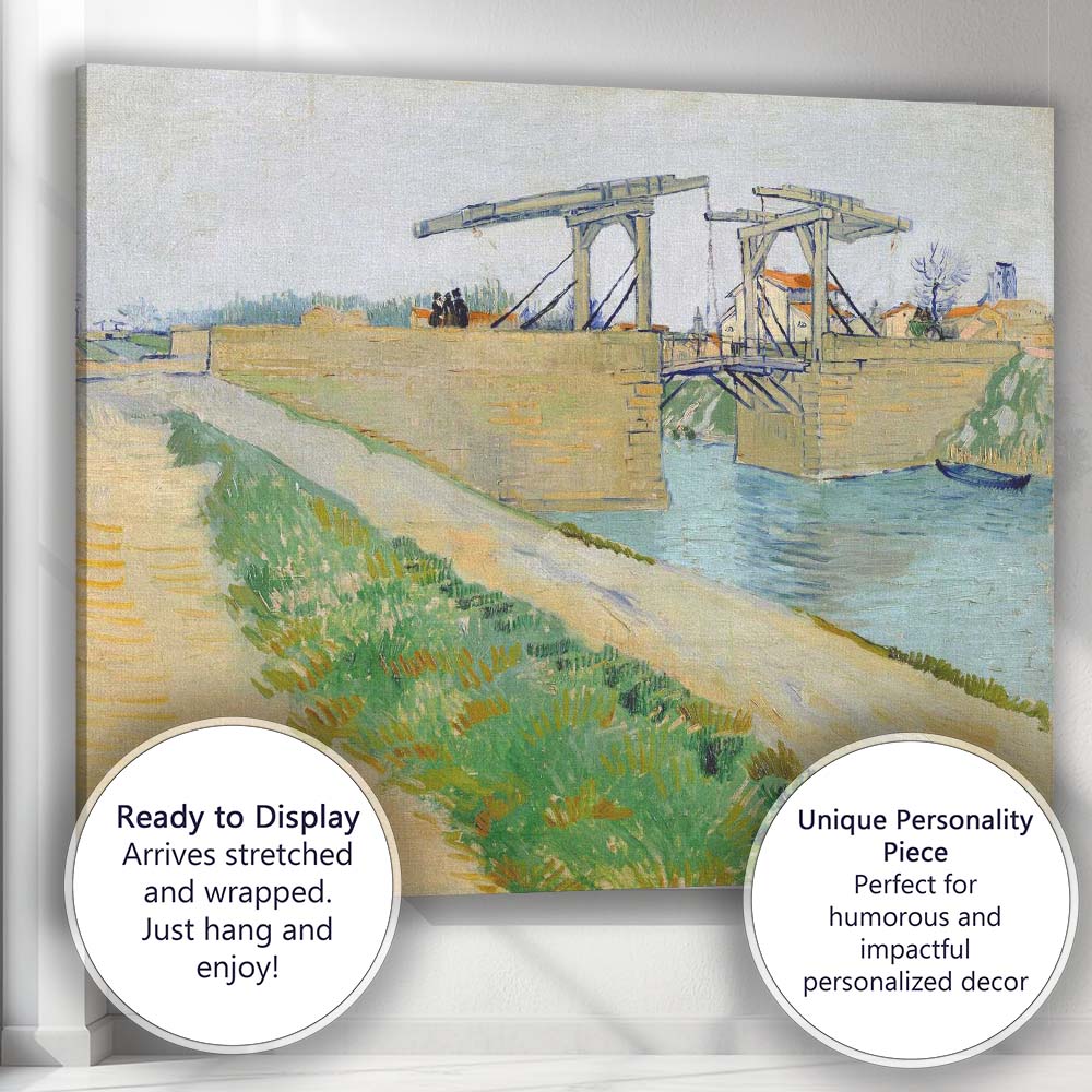 Pastel Canal Drawbridge Riverside Landscape Impressionist Painting Canvas Wall Art Print Decor Picture Ready to Hang