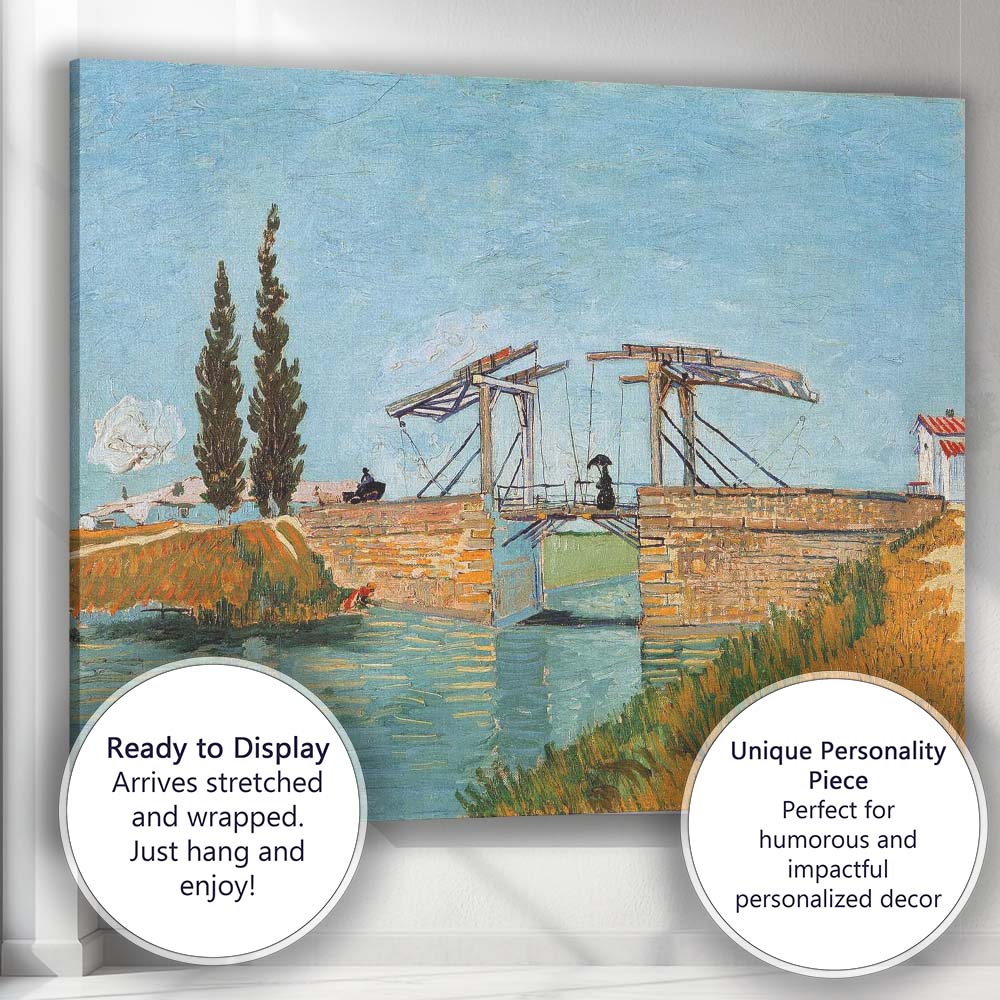 Sunny Riverside Drawbridge Countryside Waterway Impressionist Landscape Canvas Wall Art Print Decor Picture Ready to Hang