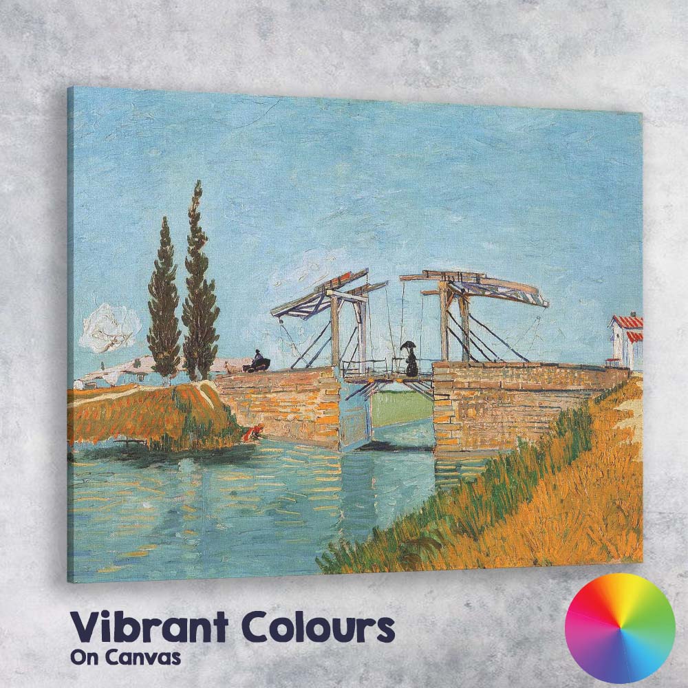 Sunny Riverside Drawbridge Countryside Waterway Impressionist Landscape Canvas Wall Art Print Decor Picture Ready to Hang