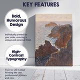 Sunlit Rocky Coastline Ocean View Impressionist Seascape Canvas Wall Art Print Decor Picture Ready to Hang