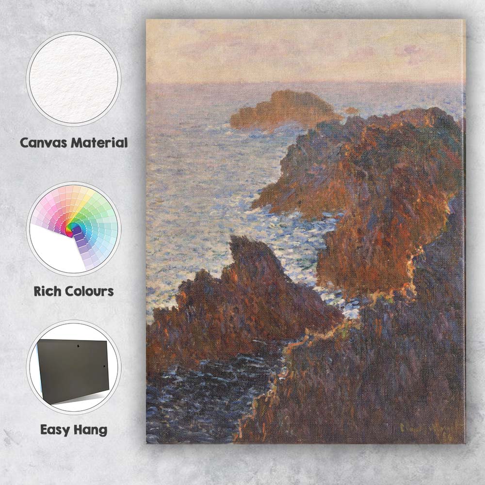 Sunlit Rocky Coastline Ocean View Impressionist Seascape Canvas Wall Art Print Decor Picture Ready to Hang