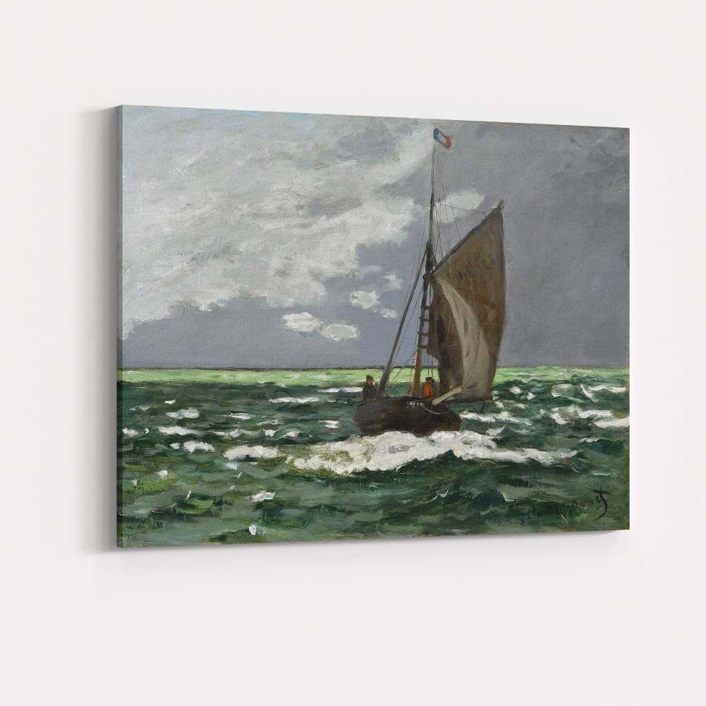 Dramatic Sailing Boat Open Sea Impressionist Marine Painting Canvas Wall Art Print Decor Picture Ready to Hang
