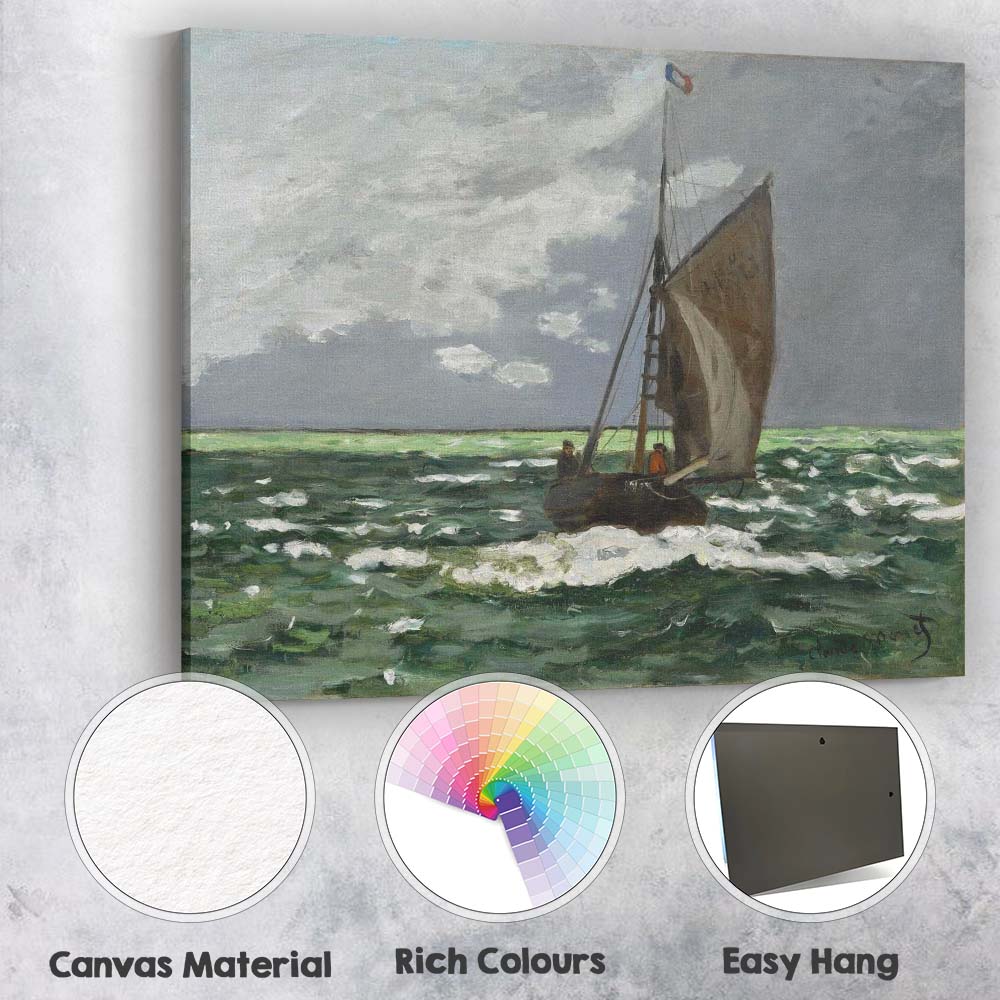 Dramatic Sailing Boat Open Sea Impressionist Marine Painting Canvas Wall Art Print Decor Picture Ready to Hang