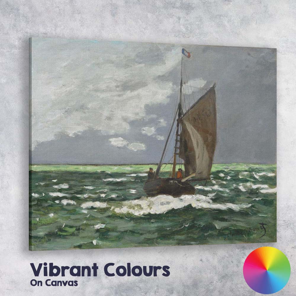 Dramatic Sailing Boat Open Sea Impressionist Marine Painting Canvas Wall Art Print Decor Picture Ready to Hang