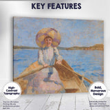 Pastel Sun Hat Lady Rowing Boat Coastal Impressionist Scene Canvas Wall Art Print Decor Picture Ready to Hang