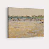 Sunny Seashore Coastal Waterscape With Distant Sailing Boats Canvas Wall Art Print Decor Picture Ready to Hang