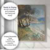 Dreamy Coastal Trees Cliffside Seaview Pastel Landscape Canvas Wall Art Print Decor Picture Ready to Hang