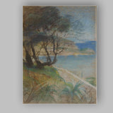 Dreamy Coastal Trees Cliffside Seaview Pastel Landscape Canvas Wall Art Print Decor Picture Ready to Hang