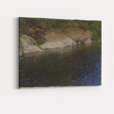 Dark Reflective Woodland Lake Scandinavian Landscape Painting Canvas Wall Art Print Decor Picture Ready to Hang