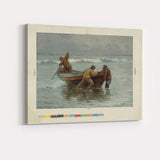 Coastal Fishermen Launching Boat Ocean Shoreline Artwork Canvas Wall Art Print Decor Picture Ready to Hang