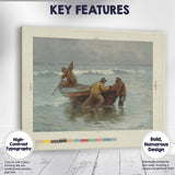 Coastal Fishermen Launching Boat Ocean Shoreline Artwork Canvas Wall Art Print Decor Picture Ready to Hang