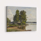 Small Island Lakeside Woodland Impressionist Nature Painting Canvas Wall Art Print Decor Picture Ready to Hang