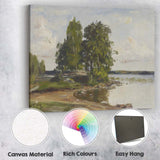 Small Island Lakeside Woodland Impressionist Nature Painting Canvas Wall Art Print Decor Picture Ready to Hang