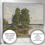 Small Island Lakeside Woodland Impressionist Nature Painting Canvas Wall Art Print Decor Picture Ready to Hang
