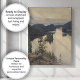 Golden Sunset River Valley Forest Reflection Landscape Painting Canvas Wall Art Print Decor Picture Ready to Hang