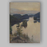 Golden Sunset River Valley Forest Reflection Landscape Painting Canvas Wall Art Print Decor Picture Ready to Hang