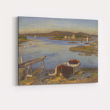 Warm Coastal Inlet Fishing Boats Nordic Archipelago Landscape Canvas Wall Art Print Decor Picture Ready to Hang