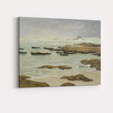 Stormy Fishing Harbour Coastal Seascape With Boats And Waves Canvas Wall Art Print Decor Picture Ready to Hang