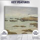 Stormy Fishing Harbour Coastal Seascape With Boats And Waves Canvas Wall Art Print Decor Picture Ready to Hang