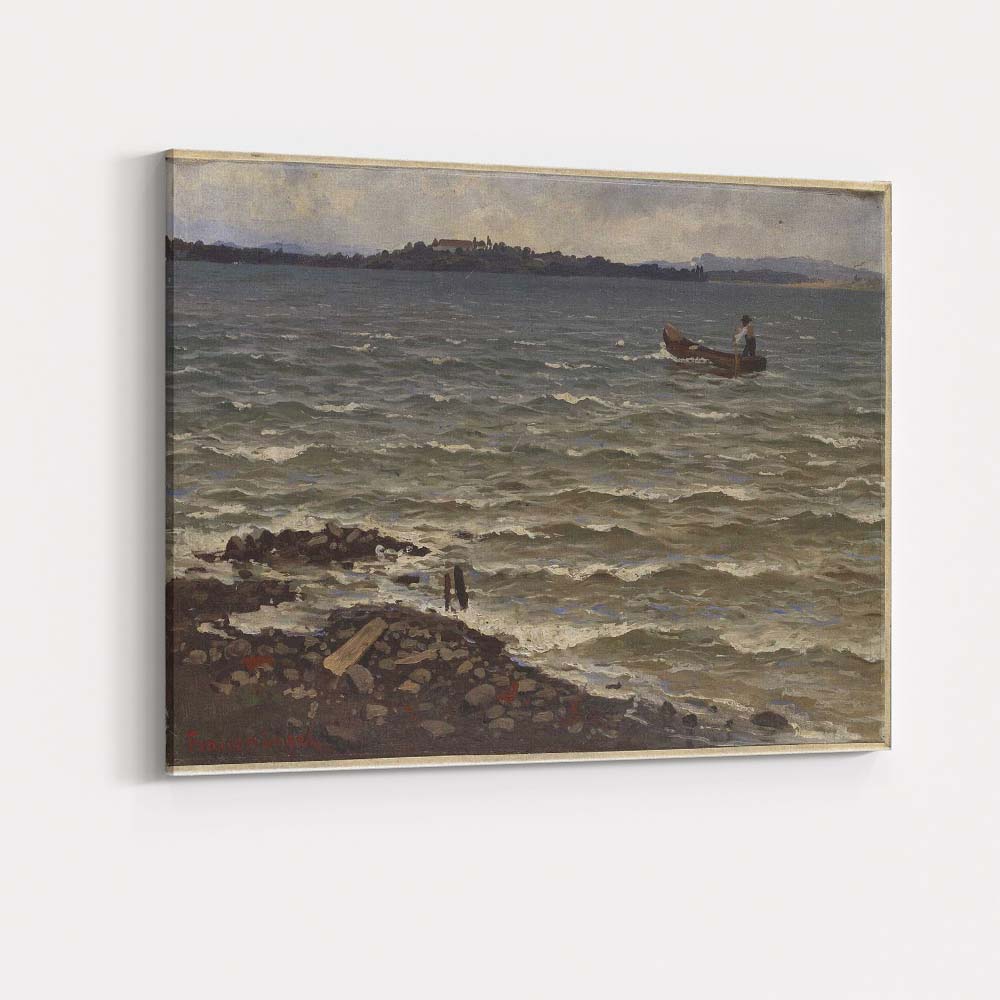 Wind Swept Lake Shore Rowing Boat Coastal Landscape Canvas Wall Art Print Decor Picture Ready to Hang