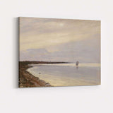 Soft Sunset Coastal Bay with Sailing Boat Seascape Canvas Wall Art Print Decor Picture Ready to Hang