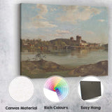 Historic Castle Reflections on Calm River Landscape Canvas Wall Art Print Decor Picture Ready to Hang