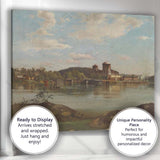 Historic Castle Reflections on Calm River Landscape Canvas Wall Art Print Decor Picture Ready to Hang