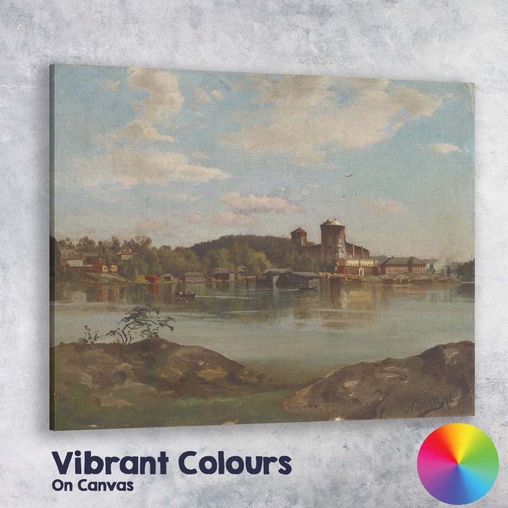 Historic Castle Reflections on Calm River Landscape Canvas Wall Art Print Decor Picture Ready to Hang