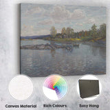 Scandinavian Lakeside Village Reflections Impressionist Waterscape Canvas Wall Art Print Decor Picture Ready to Hang