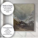 Snow Covered Mountain Valley Atmospheric Winter Landscape Canvas Wall Art Print Decor Picture Ready to Hang