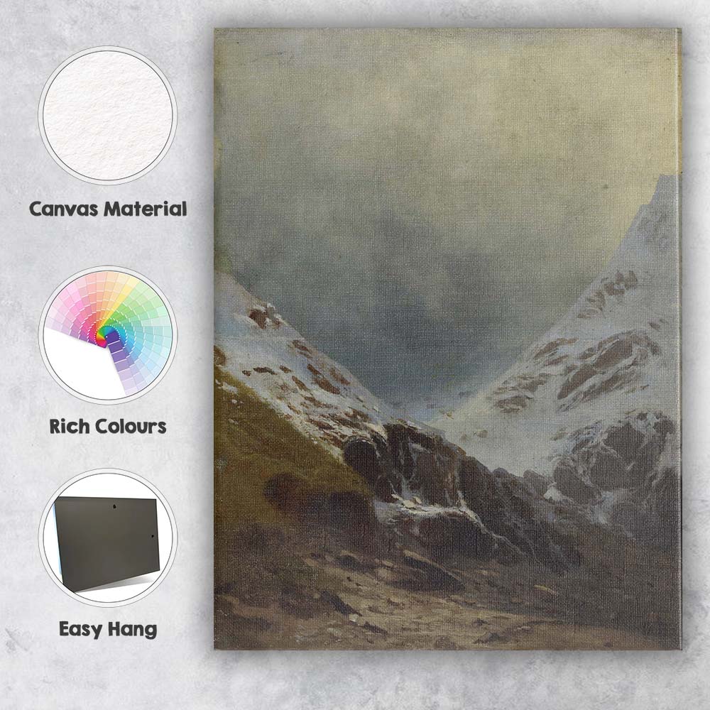 Snow Covered Mountain Valley Atmospheric Winter Landscape Canvas Wall Art Print Decor Picture Ready to Hang