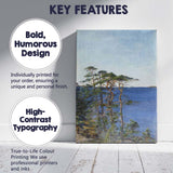 Nordic Coastal Pine Trees Blue Sea Landscape Painting Canvas Wall Art Print Decor Picture Ready to Hang