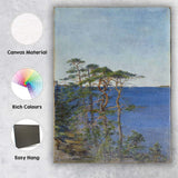 Nordic Coastal Pine Trees Blue Sea Landscape Painting Canvas Wall Art Print Decor Picture Ready to Hang
